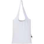 Borsa tote pieghevole con cordoncino in cotone riciclato 140 g/m2 color bianco seconda vista posteriore