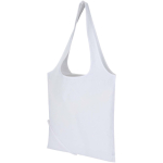 Borsa tote pieghevole con cordoncino in cotone riciclato 140 g/m2 color bianco seconda vista