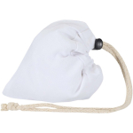 Borsa tote pieghevole con cordoncino in cotone riciclato 140 g/m2 color bianco terza vista