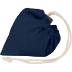 Borsa tote pieghevole con cordoncino in cotone riciclato 140 g/m2 color blu mare terza vista