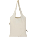 Borsa tote pieghevole con cordoncino in cotone riciclato 140 g/m2 color naturale seconda vista posteriore