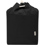 Borsa in tela di cotone riciclato con manici in corda 270 g/m² color nero seconda vista frontale