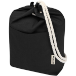 Borsa in tela di cotone riciclato con manici in corda 270 g/m² color nero