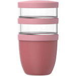 Contenitore ermetico a 3 scomparti 900 ml Mepal color rosa seconda vista frontale