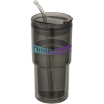 Bicchiere a doppia parete con coperchio girevole e cannuccia integrata 480ml color nero