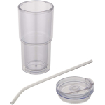 Bicchiere a doppia parete con coperchio girevole e cannuccia integrata 480ml color trasparente seconda vista