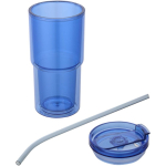 Bicchiere a doppia parete con coperchio girevole e cannuccia integrata 480ml color blu reale seconda vista