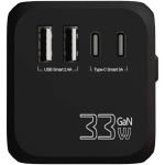 Adattatore da viaggio personalizzabile con ricarica rapida 33W GaN color nero seconda vista posteriore