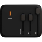 Adattatore da viaggio personalizzabile con ricarica rapida 33W GaN color nero vista laterale