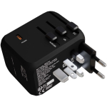Adattatore da viaggio personalizzabile con ricarica rapida 33W GaN color nero seconda vista con laterale