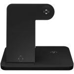 Base di ricarica wireless pieghevole con supporto 3 in 1 SCX.design color nero seconda vista frontale