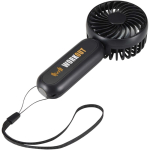 Ventilatore portatile ricaricabile a 3 velocità con USB-C color nero vista con stampa tampografica