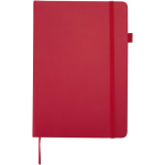 Taccuino A5 con copertina rigida in similpelle e pagine a righe JournalBooks color rosso seconda vista frontale