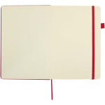 Taccuino A5 con copertina rigida in similpelle e pagine a righe JournalBooks color rosso terza vista frontale