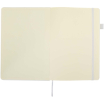 Taccuino A5 con copertina rigida in similpelle e pagine a righe JournalBooks color bianco terza vista frontale