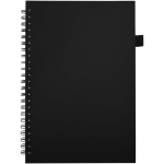 Quaderno A5 con copertina rigida in pelle sintetica, spirale e fogli a righe JournalBooks color nero seconda vista frontale