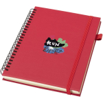 Quaderno A5 con copertina rigida in pelle sintetica, spirale e fogli a righe JournalBooks color rosso vista con stampa tampografica