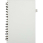 Quaderno A5 con copertina rigida in pelle sintetica, spirale e fogli a righe JournalBooks color bianco seconda vista frontale