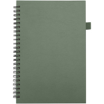 Quaderno A5 con copertina rigida in pelle sintetica, spirale e fogli a righe JournalBooks color verde jeansato seconda vista frontale