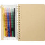 Set quaderno e pennarelli con tasca trasparente B6 color naturale seconda vista frontale