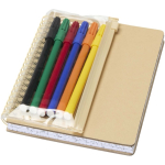 Set quaderno e pennarelli con tasca trasparente B6 color naturale