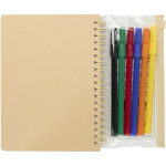Set quaderno e pennarelli con tasca trasparente B6 color naturale seconda vista posteriore