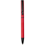 Penna in alluminio riciclato con meccanismo girevole e inchiostro blu color rosso