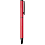 Penna in alluminio riciclato con meccanismo girevole e inchiostro blu color rosso seconda vista con laterale