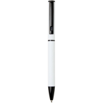 Penna in alluminio riciclato con meccanismo girevole e inchiostro blu color bianco