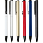 Penna in alluminio riciclato con meccanismo girevole e inchiostro blu color bianco seconda vista in vari colori