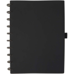 Agenda con copertina in pelle sintetica e rilegatura a dischi color nero seconda vista frontale