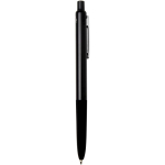Penna a sfera in alluminio riciclato con impugnatura in gomma morbida, inchiostro blu color nero seconda vista con laterale