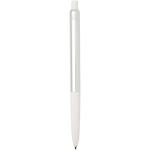 Penna a sfera in alluminio riciclato con impugnatura in gomma morbida, inchiostro blu color bianco seconda vista posteriore