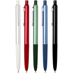 Penna a sfera in alluminio riciclato con impugnatura in gomma morbida, inchiostro blu color bianco seconda vista in vari colori