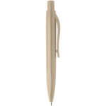 Mini penna a sfera in plastica riciclata RCS con inchiostro blu color marrone seconda vista con laterale