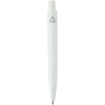 Mini penna a sfera in plastica riciclata RCS con inchiostro blu color bianco seconda vista posteriore