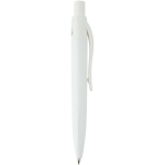 Mini penna a sfera in plastica riciclata RCS con inchiostro blu color bianco seconda vista con laterale