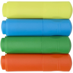 Set di mini evidenziatori fluorescenti 4 colori in scatola kraft color multicolore seconda vista frontale