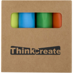 Set di mini evidenziatori fluorescenti 4 colori in scatola kraft color multicolore vista con stampa serigrafica