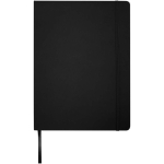 Quaderno A4 con copertina rigida, chiusura elastica e similpelle, pagine a righe color nero seconda vista frontale