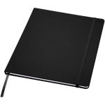 Quaderno A4 con copertina rigida, chiusura elastica e similpelle, pagine a righe color nero