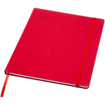 Quaderno A4 con copertina rigida, chiusura elastica e similpelle, pagine a righe color rosso