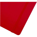 Quaderno A4 con copertina rigida, chiusura elastica e similpelle, pagine a righe color rosso vista dettaglio 1