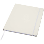Quaderno A4 con copertina rigida, chiusura elastica e similpelle, pagine a righe color bianco