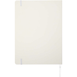 Quaderno A4 con copertina rigida, chiusura elastica e similpelle, pagine a righe color bianco seconda vista posteriore
