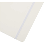 Quaderno A4 con copertina rigida, chiusura elastica e similpelle, pagine a righe color bianco vista dettaglio 1