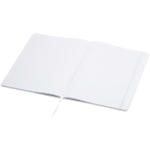 Quaderno A4 con copertina rigida, chiusura elastica e similpelle, pagine a righe color bianco seconda vista