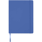 Quaderno A4 con copertina rigida, chiusura elastica e similpelle, pagine a righe color blu reale seconda vista frontale