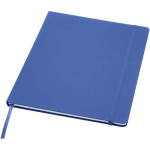 Quaderno A4 con copertina rigida, chiusura elastica e similpelle, pagine a righe color blu reale