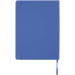 Quaderno A4 con copertina rigida, chiusura elastica e similpelle, pagine a righe color blu reale seconda vista posteriore